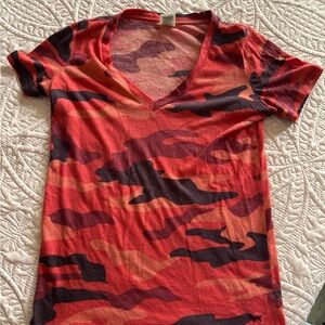 PINK Victoria's Secret Red and Black Camouflage Short Tee